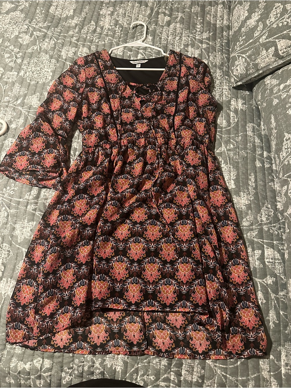 Floral Black and Pink Boho Women’s Dress